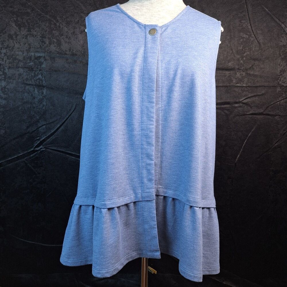 LOGO Lounge by Lori Goldstein Tunic Vest Heathered Twilight Blue Dropped Waist